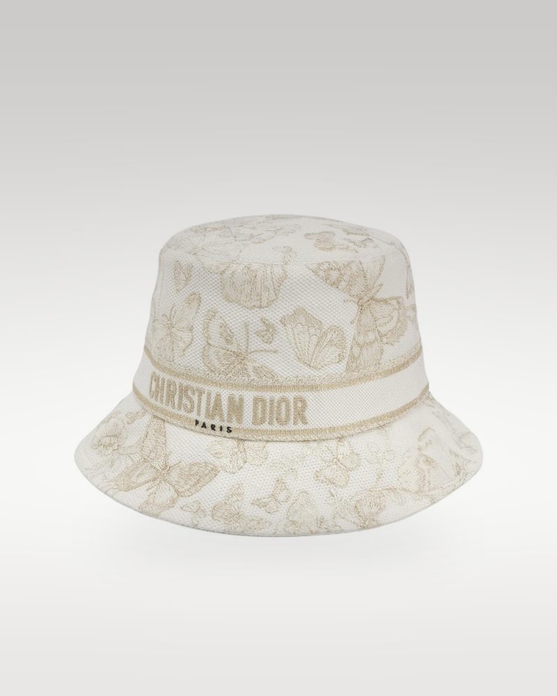 Dior 蝴蝶刺绣字母 Logo 渔夫帽